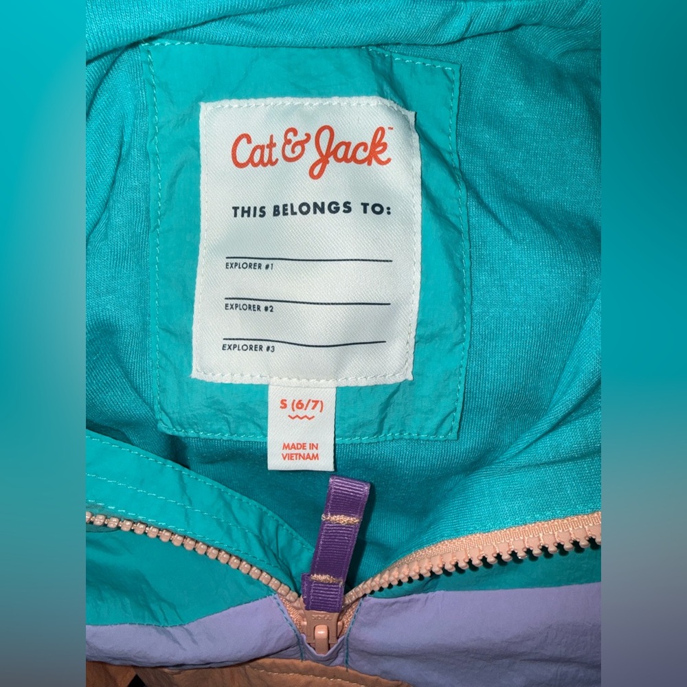NWT CAT & JACK girls windbreaker jacket Sz S 6/7 ✨ - Picture 5 of 5